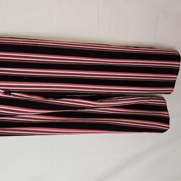 AMBIANCE STRIPED JUMPSUIT Sz: SMALL red black striped bubble crepe wide leg - Picture 5 of 12